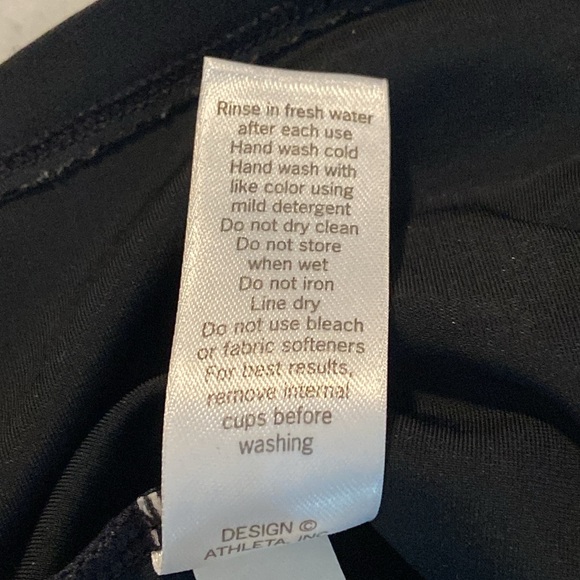 Athleta Size 36 B/C Strapless Multiway Black Watercolor Trim Tankini 3237 - Picture 9 of 9